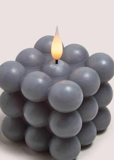 Grey Bobble LED Candle (9cm x 9cm x 9cm)