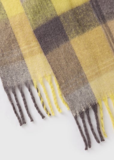 Yellow Check Brushed Scarf