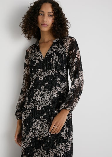 Et Vous Black Ditsy Floral Midi Dress