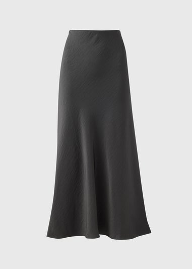 Et Vous Charcoal Satin Midi Skirt