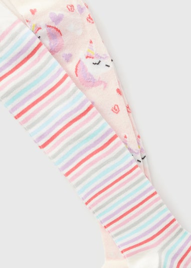 2 Pack Girls Pink Unicorn Tights (2-10yrs)