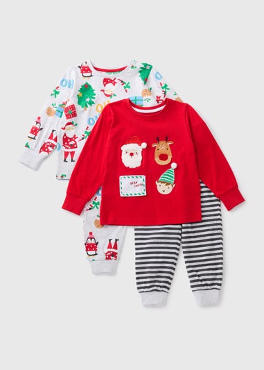 2 Pack Kids Red Christmas Pyjama Set (1-7yrs)