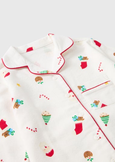 Girls Cream Christmas Ditsy Print Pyjama Set (1-7yrs)