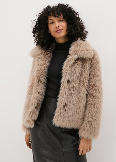 Beige Faux Fur Coat