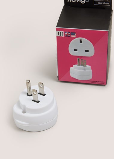 Navig8 UK to USA Travel Adapter (11.5cm x 6cm x 5cm)