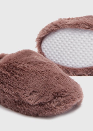 Brown Faux Fur Mule Slippers