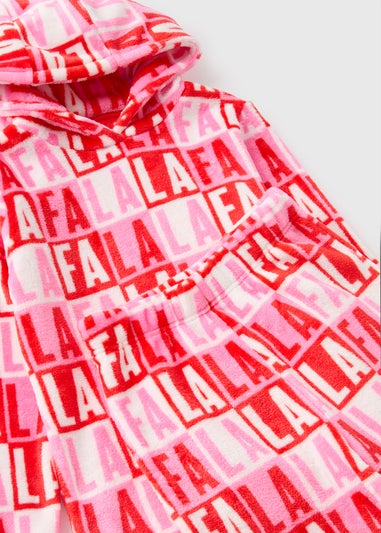 Joyful Girls Pink Fa La La La Fleece Pyjama Set (7-13yrs)