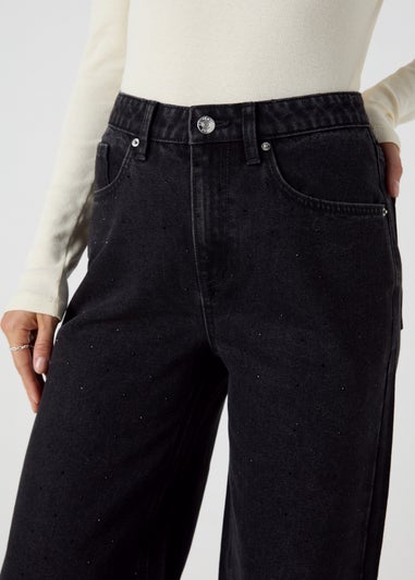 Black Wide Leg Stud Jeans