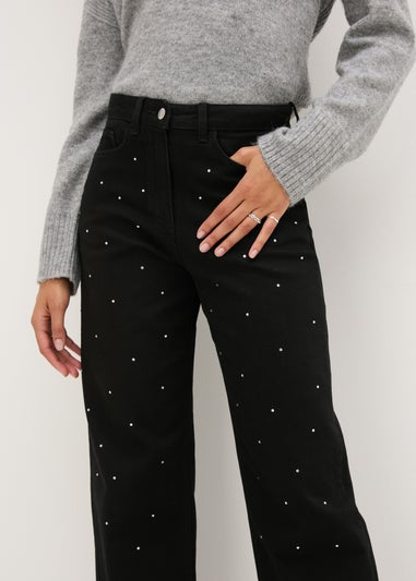 Black Diamante Stud Jeans