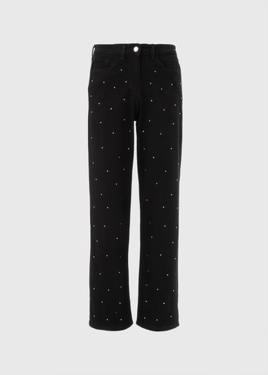 Black Diamante Stud Jeans