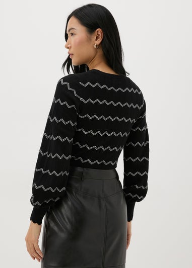 Black Pointelle Stripe Jumper