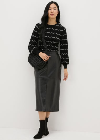 Black Pointelle Stripe Jumper