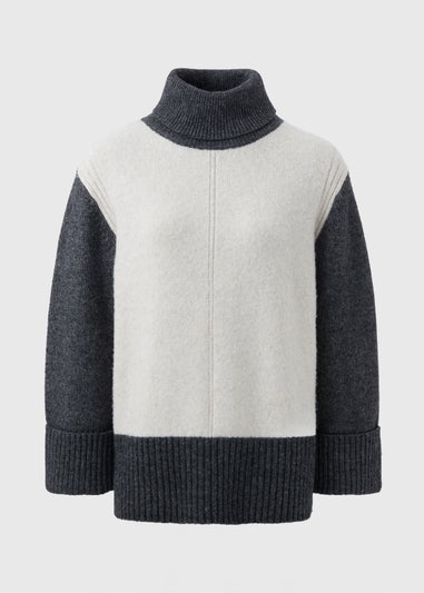 Et Vous White Colour Block Jumper