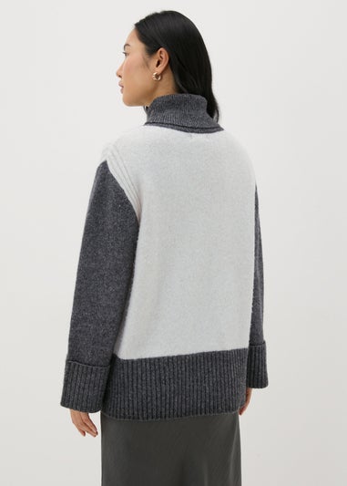 Et Vous White Colour Block Jumper