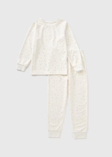 Girls Cream Foil Star Top & Bottoms Pyjama Set (7-13yrs)