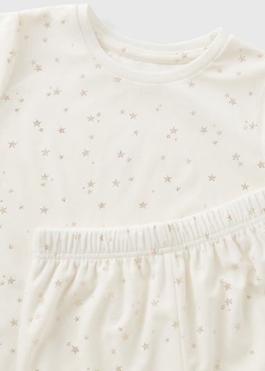 Girls Cream Foil Star Top & Bottoms Pyjama Set (7-13yrs)