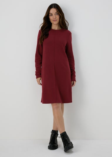 Burgundy Ribbed Midi Dress