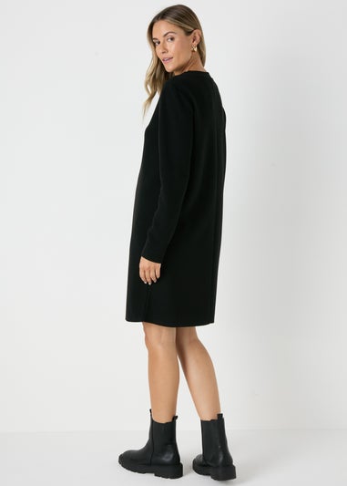 Black Ribbed Sweater Dress