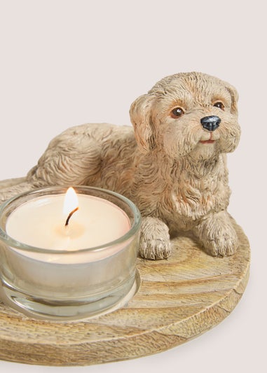 Cockapoo Wood Tealight Holder (12cm x 12xm x 7cm)