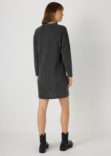 Charcoal Cable Knit Mini Dress