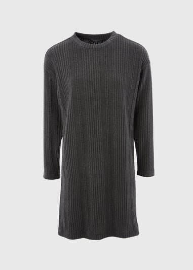 Charcoal Cable Knit Mini Dress