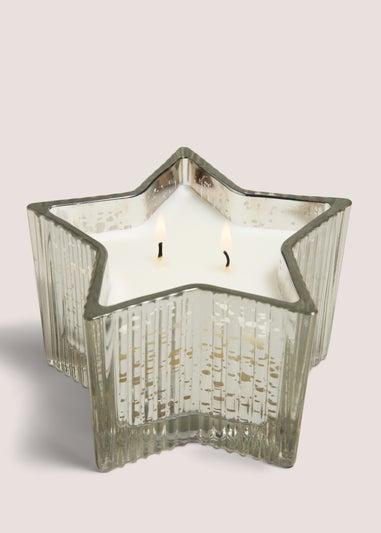 Wondrous Ribbed Star Candle Silver