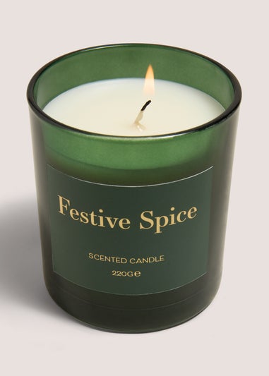 Winter Poem Green Christmas Festive Candle