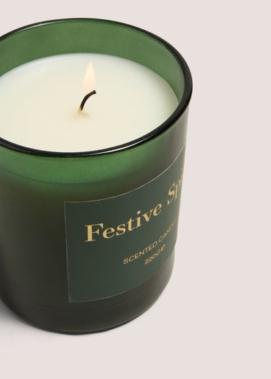 Winter Poem Green Christmas Festive Candle