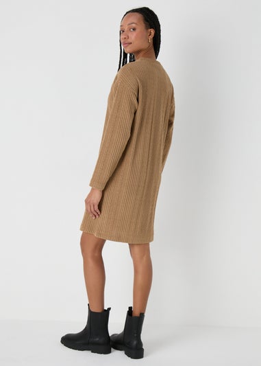 Brown Cable Knit Mini Dress