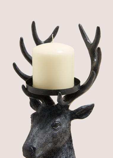 Winter Poem Black Stag Candle Holder