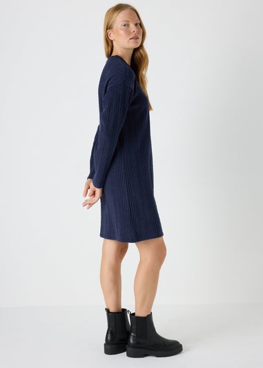 Navy Cable Knit Mini Dress