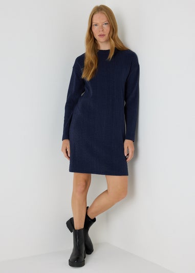 Navy Cable Knit Mini Dress