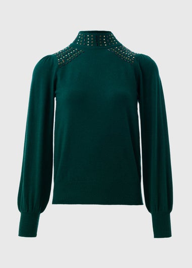 Et Vous Green Embellished Jumper