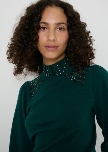 Et Vous Green Embellished Jumper