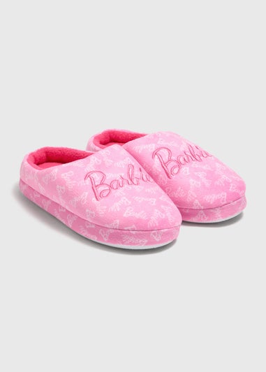 Barbie Girls Pink Mule Slippers (Younger 10-Older 5)