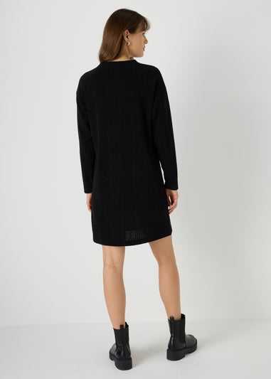 Black Cable Knit Mini Dress