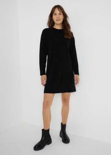 Black Cable Knit Mini Dress