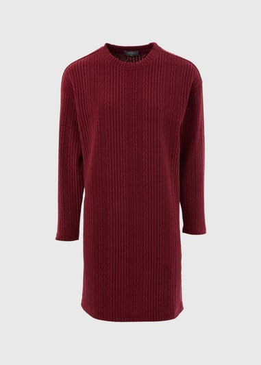 Burgundy Cable Knit Mini Dress