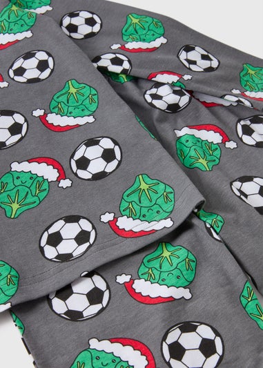 Boys Grey Christmas Sprout Football Pyjama Set (7-13yrs)