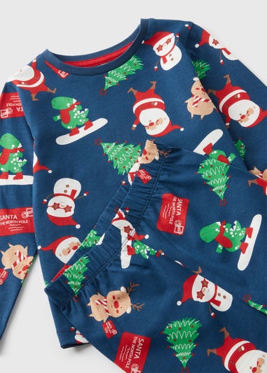 Winter Poem Boys Navy Christmas Top & Bottoms Pyjama Set (1-7yrs)