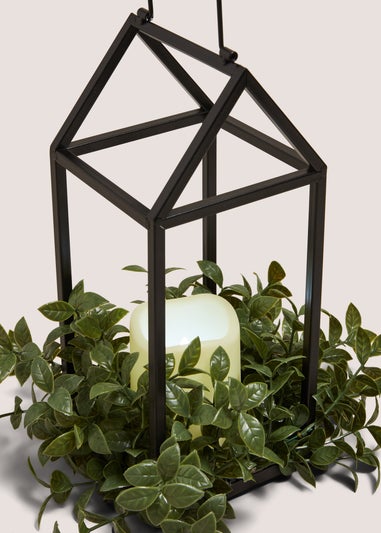 Led Lantern With Foilage (28x28x28cm)