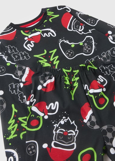 Boys Black Christmas Gaming Pyjama Set (7-12yrs)