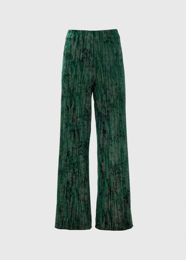 Et Vous Green Glitter Velvet Trousers