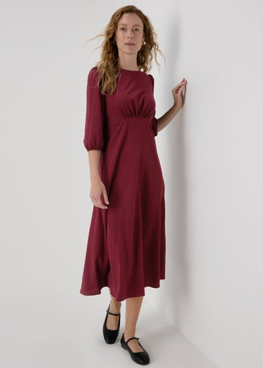 Burgundy Midi Tea Dress