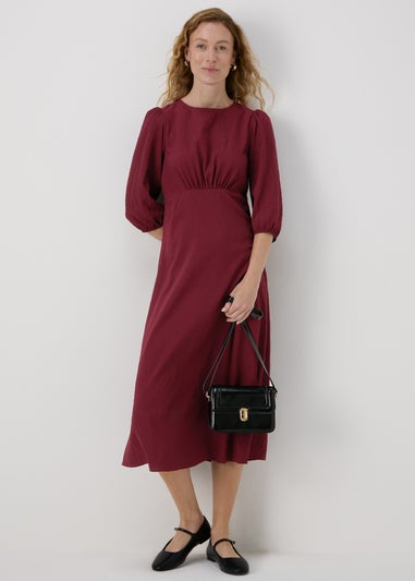 Burgundy Midi Tea Dress