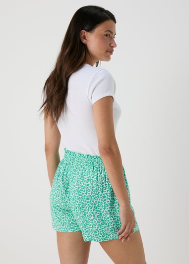 Green Patterned Viscose Shorts