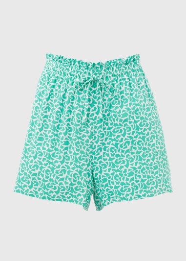 Green Patterned Viscose Shorts