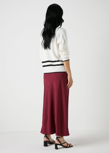 Et Vous Burgundy Satin Midaxi Skirt