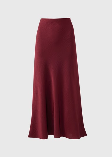 Et Vous Burgundy Satin Midi Skirt