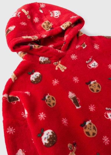 Kids Red Christmas Gingerbread Snuggle Hoodie (3-13yrs)